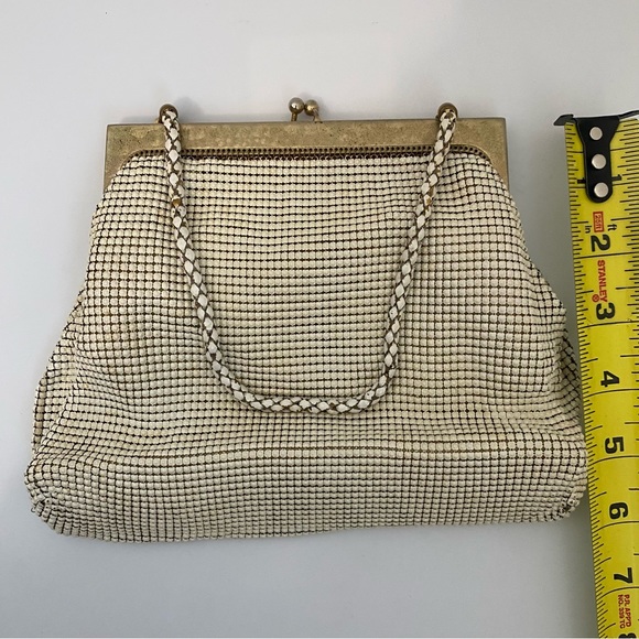 Whiting and Davis Metal Mesh Kiss Lock Bag in Ivory - Picture 12 of 14